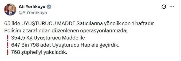 65 ilde uyuşturucu operasyonu; 768 gözaltı