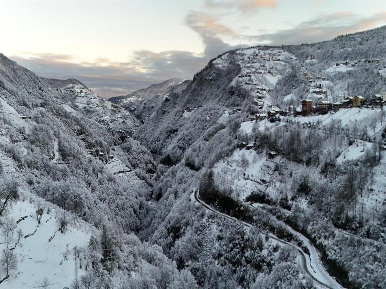 Trabzon’un yüksek kesimlerinden kar manzaraları