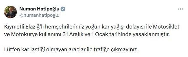 Elazığda 311 köy yolu, kardan ulaşıma kapandı