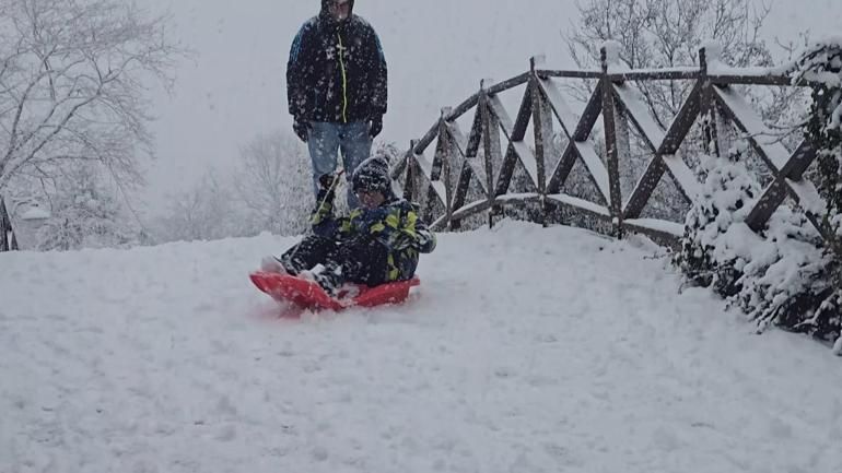 Beyaza bürünen Beykoz havadan görüntülendi