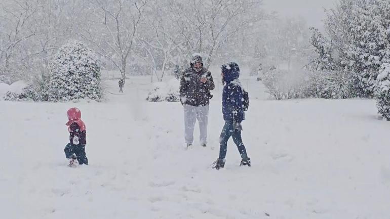 Beyaza bürünen Beykoz havadan görüntülendi