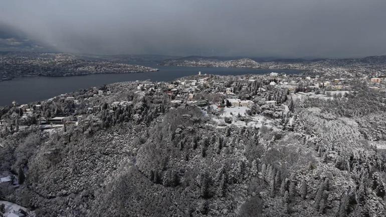 Beyaza bürünen Beykoz havadan görüntülendi