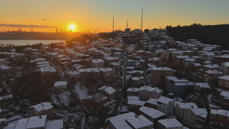 Beykoz beyaza büründü; manzara havadan görüntülendi