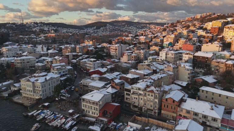 Beykoz beyaza büründü; manzara havadan görüntülendi
