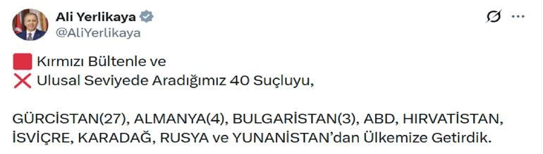 20si kırmızı bültenle aranan 40 suçlunun iadesi sağlandı