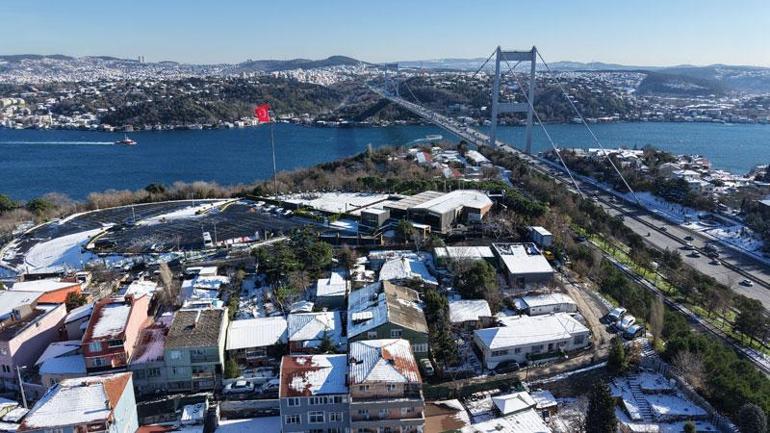 Kar yağışının ardından Sarıyer havadan görüntülendi
