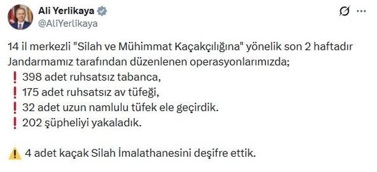 14 ilde silah ve mühimmat kaçakçılığı operasyonu: 202 gözaltı