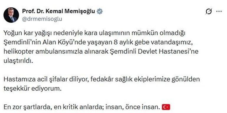 Yolu kapalı köydeki hamile kadın, ambulans helikopterle alındı