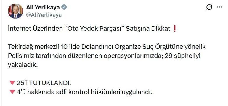 Tekirdağ merkezli 10 ilde dolandırıcılık operasyonu: 25 tutuklama