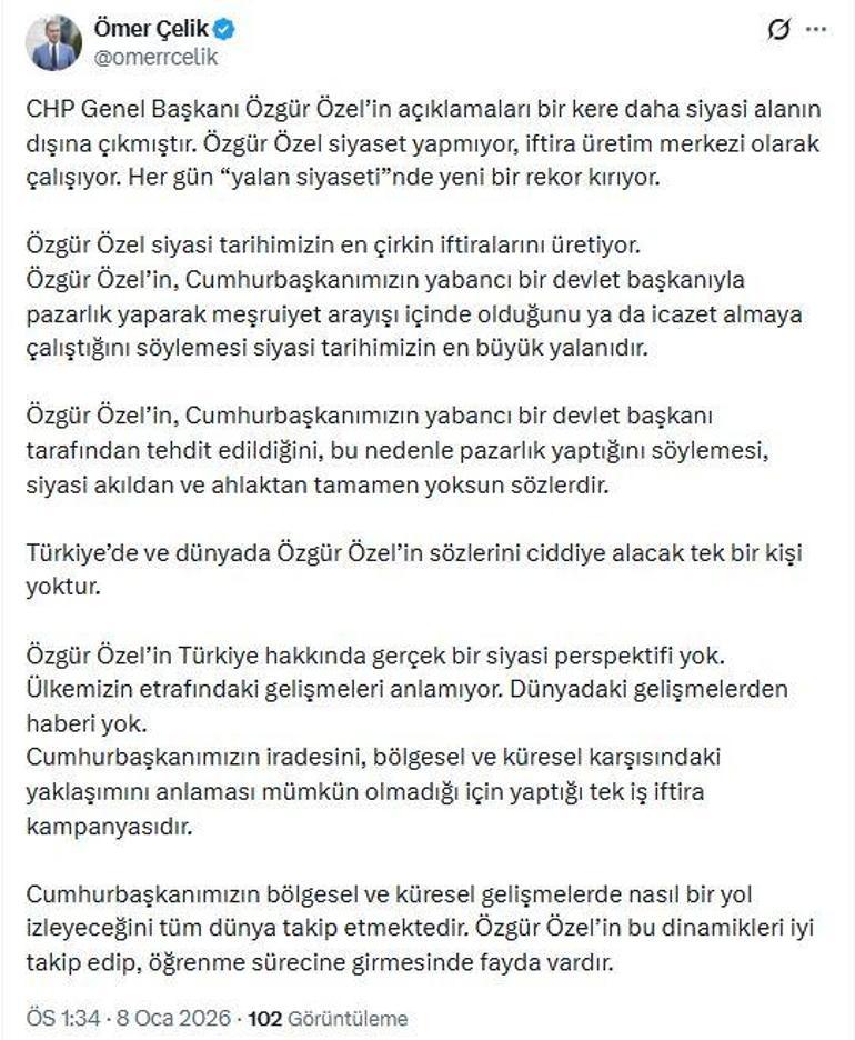 AK Partili Çelik: Özgür Özel, siyasi tarihimizin en çirkin iftiralarını üretiyor