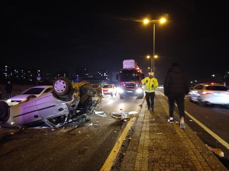 Takla atan otomobil, taksiyle çarpıştı; 3 yaralı