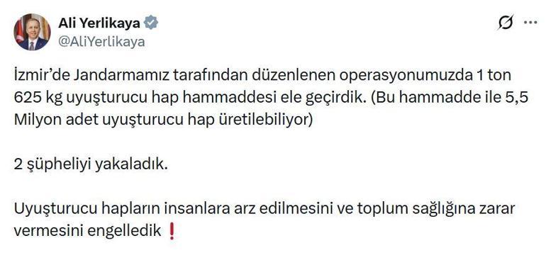 İzmirde 1 ton 625 kilo uyuşturucu ham maddesi ele geçirildi: 2 gözaltı