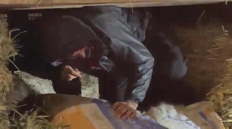 Saman balyalarının arasında 3 kaçak göçmen yakalandı