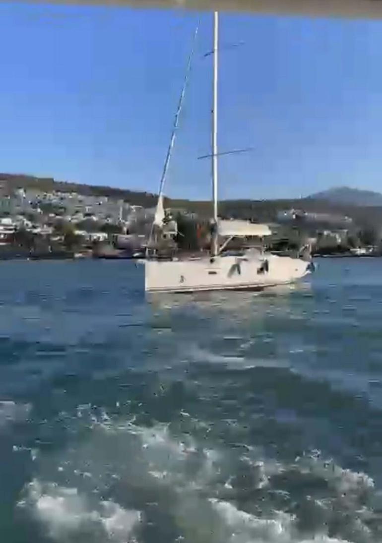 Bodrum’da fırtına etkili oldu; yelkenli tekne karaya oturdu