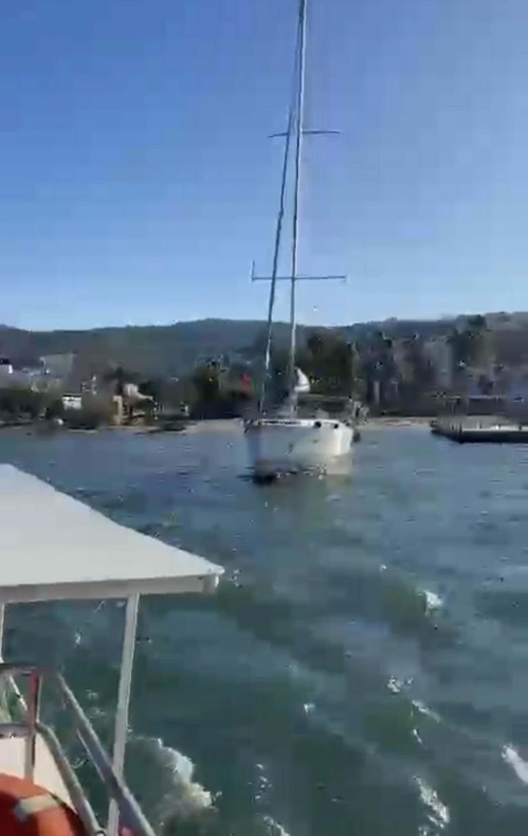 Bodrum’da fırtına etkili oldu; yelkenli tekne karaya oturdu