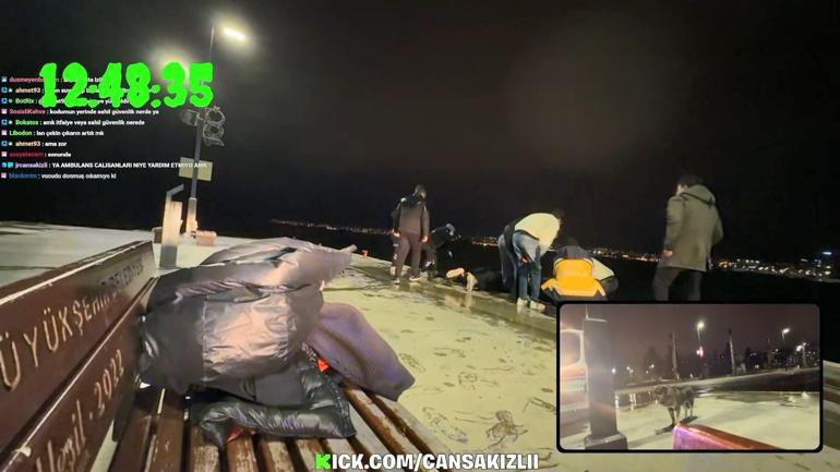 Büyükçekmece’de sanal medyada canlı yayın yaparken denize atlayan kadını kurtardı