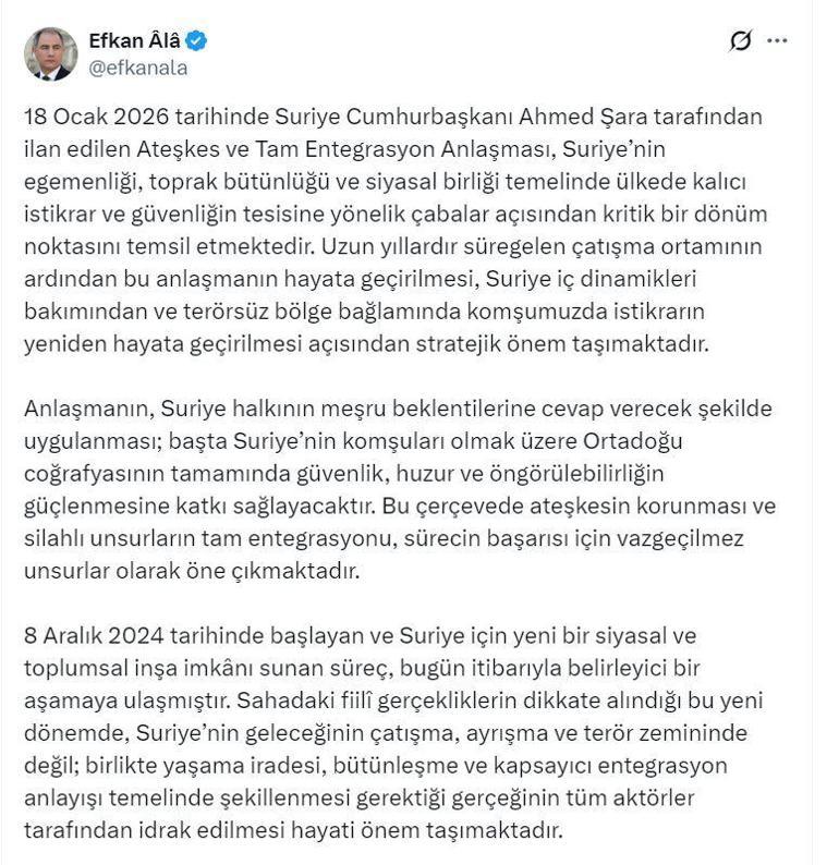 AK Parti’li Ala: Türkiye, Suriyenin yeniden inşasına yönelik adımları desteklemektedir