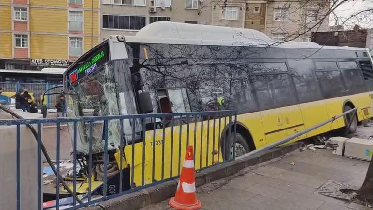 Esenlerde İETT otobüsünün otoparka daldığı kaza kamerada