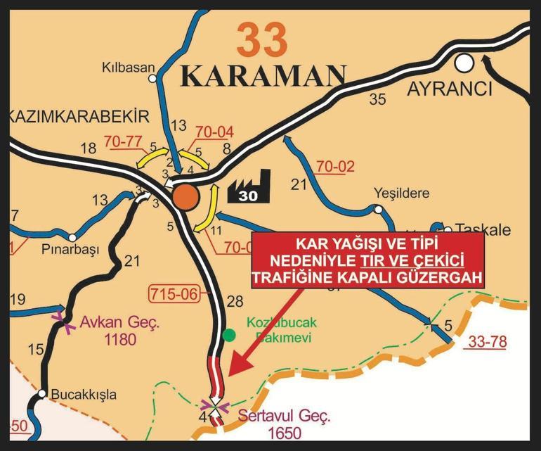 Sertavul Geçidi, kar ve tipi nedeniyle TIR ve kamyonların geçişine kapatıldı