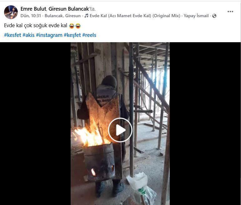 Dondurucu soğukta içerisinde ateş yanan tenekeyi sırtına alıp çalıştı