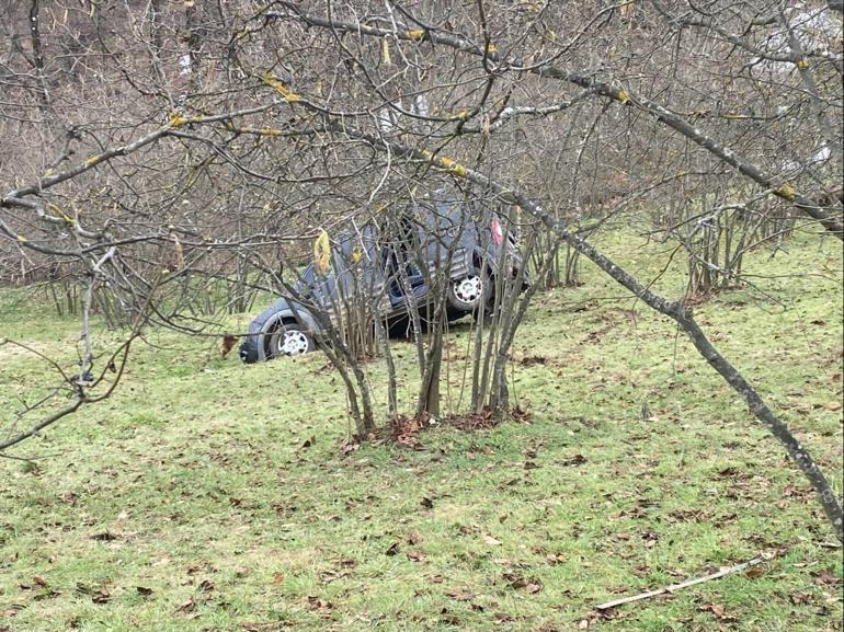 Hafif ticari araç, fındık bahçesine yuvarlandı: 1 ölü, 2 yaralı