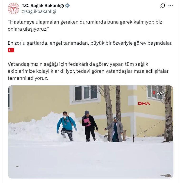 Bakanlıktan zorlu kış şartlarında Evde Sağlık Hizmetlerine ilişkin paylaşım