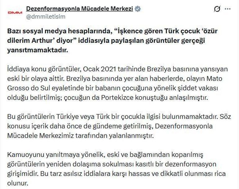 DMMden İşkence gören Türk çocuğu iddiasına ilişkin açıklama