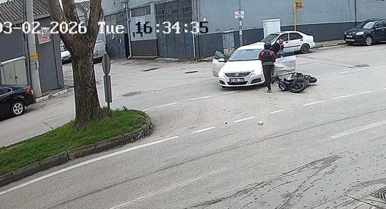 Yaralı motosiklet sürücüsüne yardım etmek yerine otomobilindeki hasara baktı
