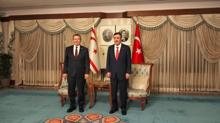 Cumhurbaşkanı Yardımcısı Yılmaz, KKTC Başbakanı Üstel ile bir araya geldi