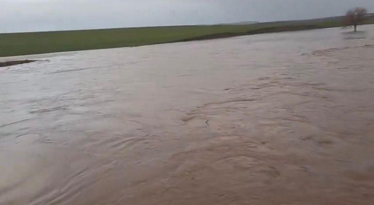 Diyarbakır’da yağış sonrası dere taştı, köprü su altında kaldı