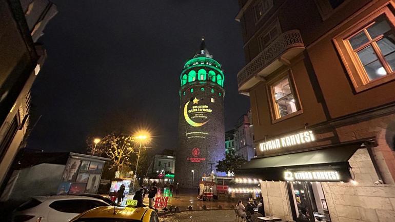 Galata Kulesinde ramazan ayına özel görseller yansıtıldı