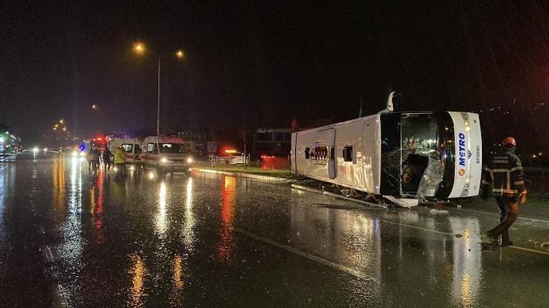 Samsun’da yolcu otobüsü devrildi: 6 yaralı