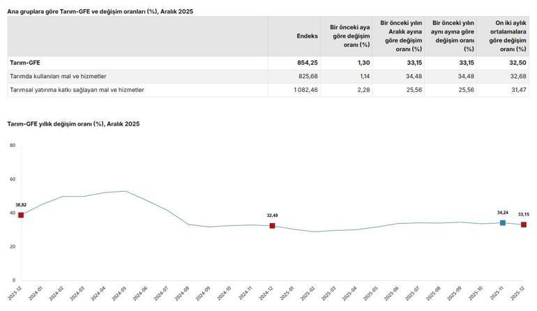 TÜİK: Tarımsal girdi fiyatları aralıkta arttı