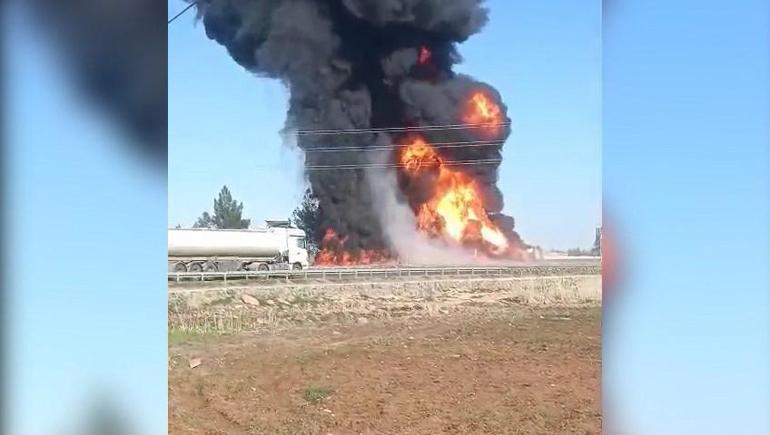 Şanlıurfada devrilen yakıt yüklü TIR yandı; 1 yaralı