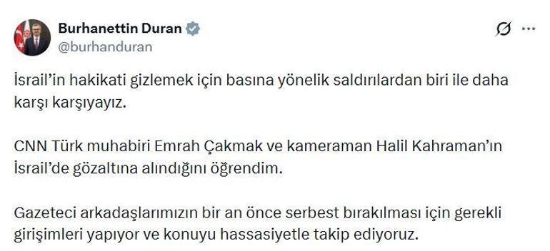 İsrailde CNN Türk ekibine gözaltı