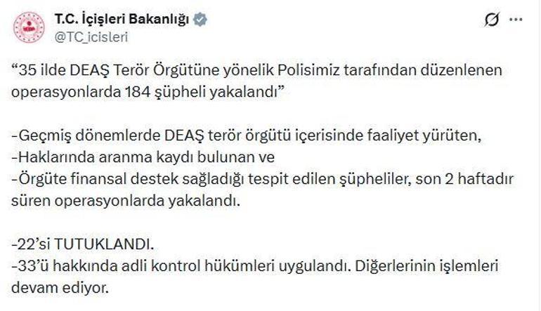 35 ilde DEAŞ operasyonu; 22 tutuklama