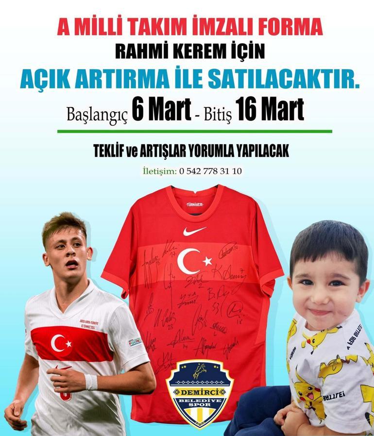A Milli Takım futbolcularının imzaladığı forma, DMD hastası Rahmi Kerem için satışta
