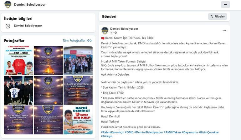 A Milli Takım futbolcularının imzaladığı forma, DMD hastası Rahmi Kerem için satışta