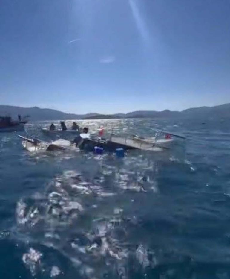 Bodrumda balıkçı teknesi yarı batık bulundu; 7 kişi kurtarıldı