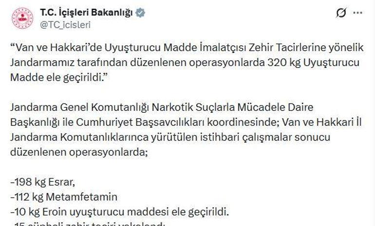 Van ve Hakkaride uyuşturucu operasyonu; 15 gözaltı