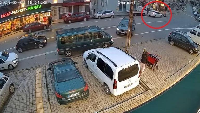 Otomobilin çarptığı yaya ağır yaralandı; o anlar kamerada