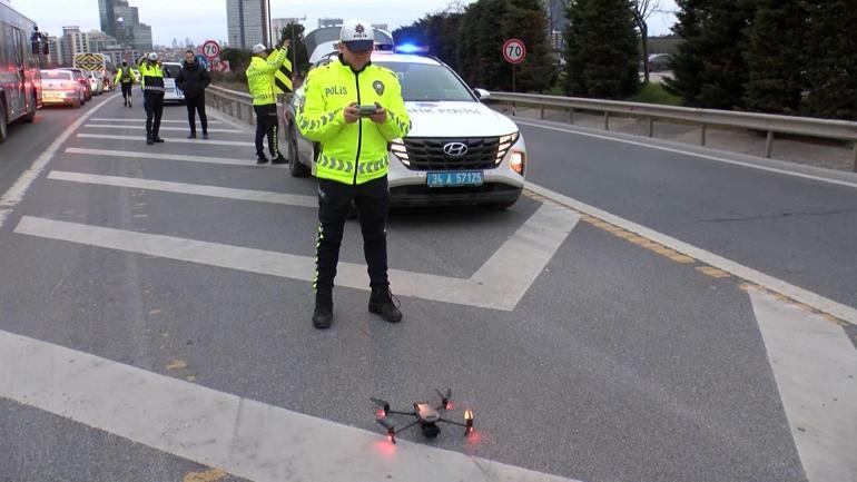 Ümraniyede dron destekli kaynak denetimi; 9 sürücüye ceza