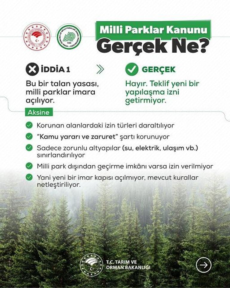 Tarım ve Orman Bakanlığı’ndan, Milli Parklar Kanun teklifi ile ilgili eleştirilere açıklama