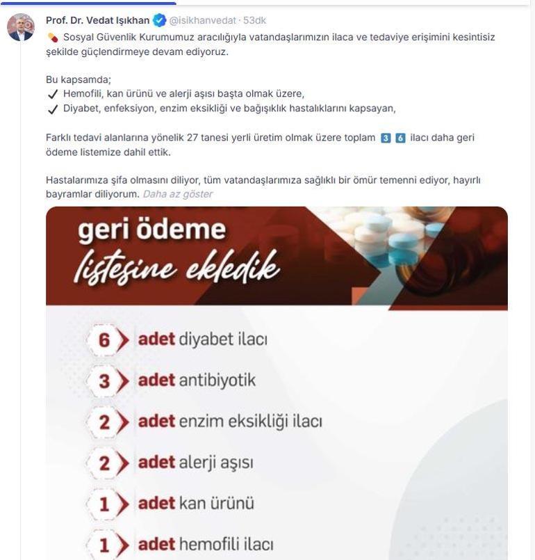36 ilaç daha SGKnın geri ödeme listesinde