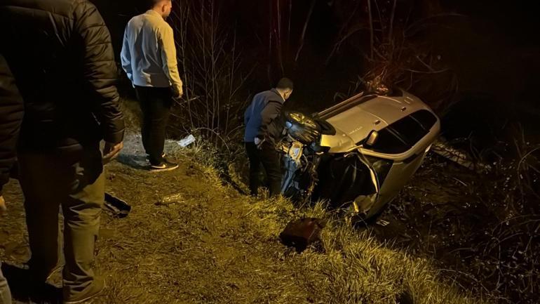 Çarpışan otomobiller kanala devrildi: 6 yaralı