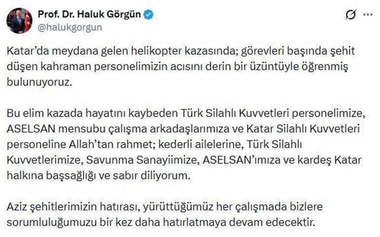 Siyasilerden helikopter kazası şehitleri için taziye mesajları