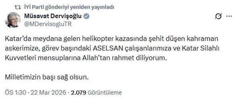 Siyasilerden helikopter kazası şehitleri için taziye mesajları