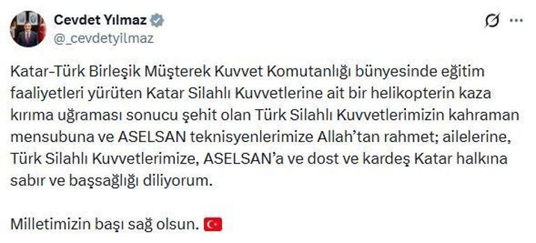 Siyasilerden helikopter kazası şehitleri için taziye mesajları