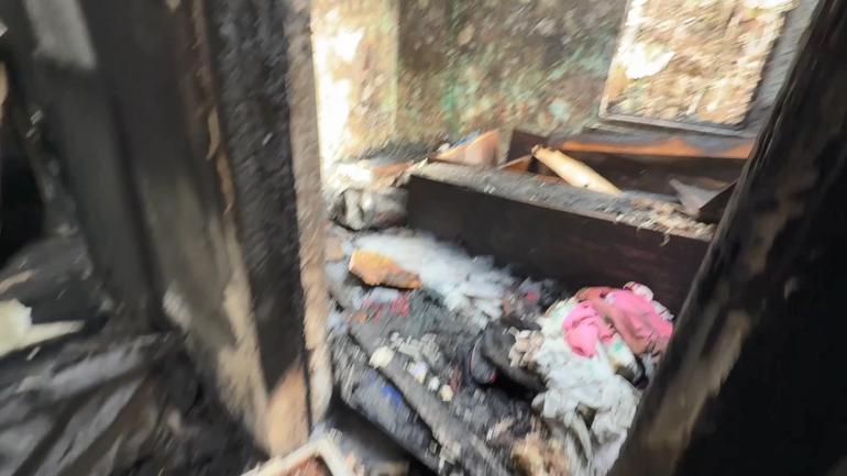 Kağıthane’de yangından son anda kurtulan kadın Evim gitti diyerek ağladı