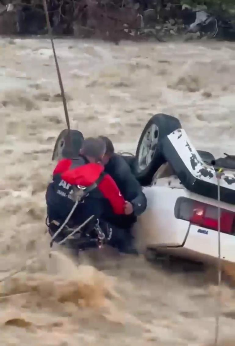 Muğla’da otomobil sel sularına kapıldı: 1 ölü, 1 yaralı